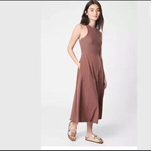 Athleta Winona Midi Support Dress Brown Medium